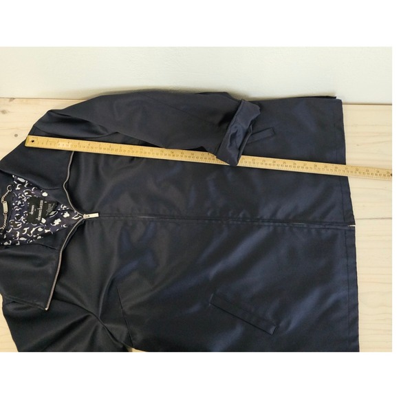 Dennis By Dennis Basso Navy Blue Coat Jacket L Zip Front Lined Springtime Jacket - Picture 9 of 16